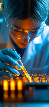 Scientist in a laboratory working on a research. Scientist conducting a lab test