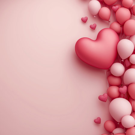 Heart shaped ballons. Love banner. Valentine's day backgroundの写真素材