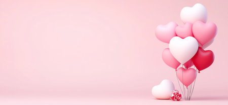 Heart shaped ballons. Love banner. Valentine's day backgroundの写真素材