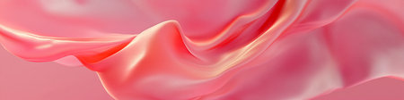 Pink silk fabric flowing and waving in the air on pink backgroundの写真素材