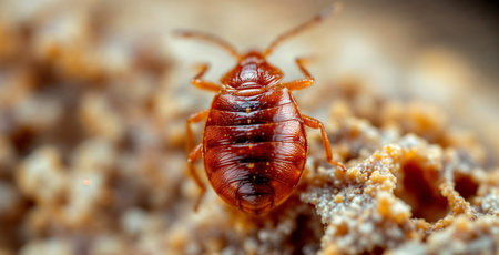 Macro photography of a bedbug. Bedbug. Close up of Cimex hemipterus - bed bugの写真素材