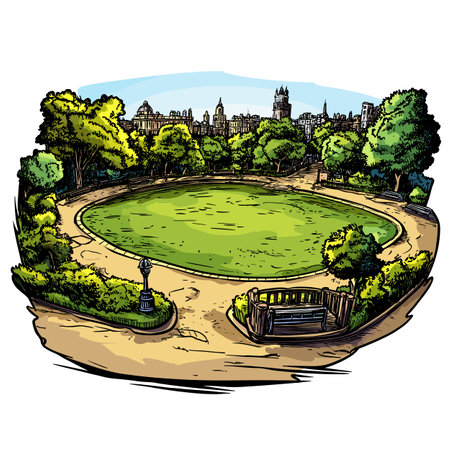 Hyde Park in London. Vector comic hand-drawn illustration of Hyde Parkのイラスト素材