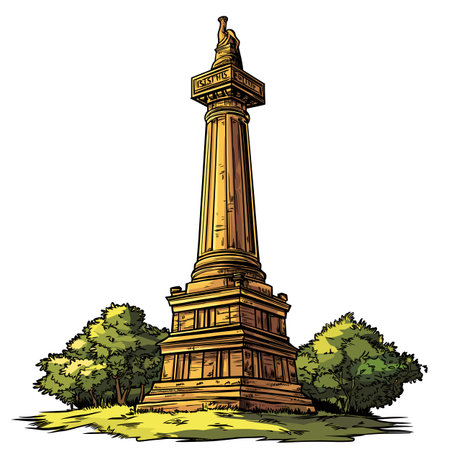 Monument to the Great Fire of London. Vector comic hand-drawn illustration of Monument to the Great Fire of Londonのイラスト素材