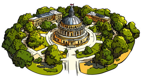 Royal Observatory Greenwich. Vector comic hand-drawn illustration of Royal Observatory Greenwichのイラスト素材