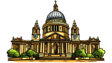 St. Paul's Cathedral in London. Vector comic hand-drawn illustration of Saint Pauls Cathedralのイラスト素材