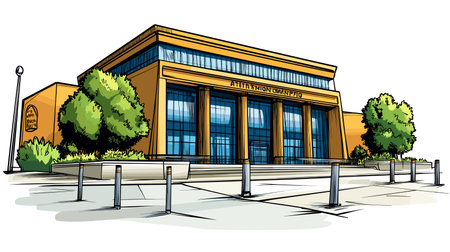 Tate Modern in London. Vector comic hand-drawn illustration of Tate Modern galleryのイラスト素材