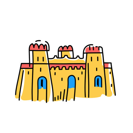 Simple minimalist drawing of Alhambra. Alhambra illustration in an doodle inca cartoon styleのイラスト素材