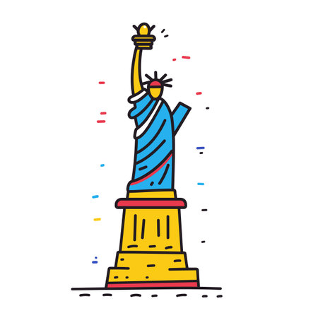 Simple minimalist drawing of Statue of Liberty. Statue of Liberty illustration in a doodle inca cartoon styleのイラスト素材