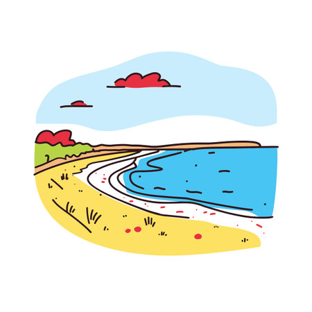 Simple minimalist drawing of Cape Cod National Seashore. Cape Cod National Seashore illustration in an doodle inca cartoon styleのイラスト素材