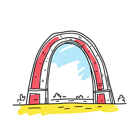 Simple minimalist drawing of Gateway Arch. Gateway Arch illustration in an doodle Inca cartoon styleのイラスト素材