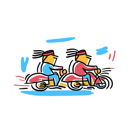Simple minimalist drawing of Sturgis Motorcycle Rally. Sturgis Motorcycle Rally illustration in an doodle inca cartoon styleのイラスト素材