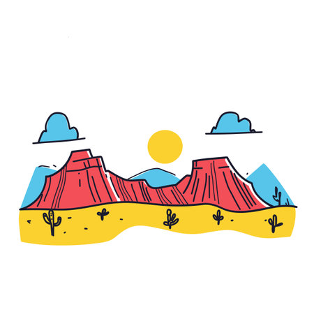 Simple minimalist drawing of Zion National Park. Zion National Park illustration in an doodle inca cartoon styleのイラスト素材