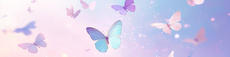 Beautiful pastel background featuring colorful butterflies flying freely
