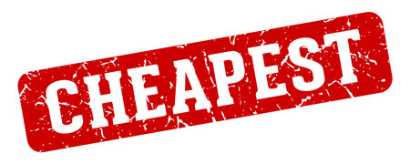 cheapest stamp. cheapest rectangular sign isolated on transparent backgroundのイラスト素材