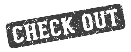 check out stamp. check out rectangular sign isolated on transparent backgroundのイラスト素材