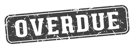 overdue stamp. overdue rectangular sign isolated on transparent backgroundのイラスト素材