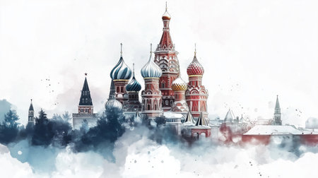 Hand drawn watercolor illustration on white backgroundの写真素材