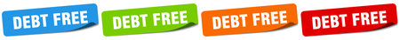 debt free sticker. debt free sticker set isolated on white backgroundのイラスト素材