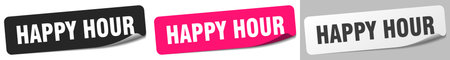 happy hour sticker. happy hour sticker set isolated on white backgroundのイラスト素材