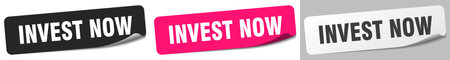 invest now sticker. invest now sticker set isolated on white backgroundのイラスト素材