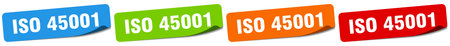 iso 45001 sticker. iso 45001 sticker set isolated on white backgroundのイラスト素材