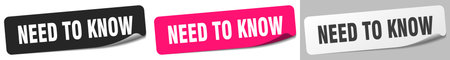 need to know sticker. need to know sticker set isolated on white backgroundのイラスト素材