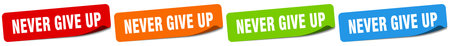 never give up sticker. never give up sticker set isolated on white backgroundのイラスト素材