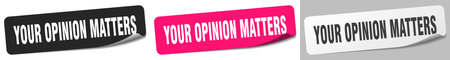 your opinion matters sticker. your opinion matters sticker set isolated on white backgroundのイラスト素材