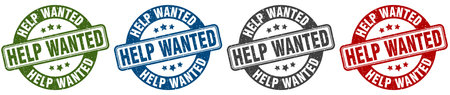 help wanted stamp. help wanted stamp set on white backgroundのイラスト素材
