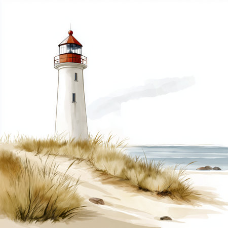 Cape Cod National Seashore. Cape Cod National Seashore hand drawn watercolor illustration on white backgroundの写真素材