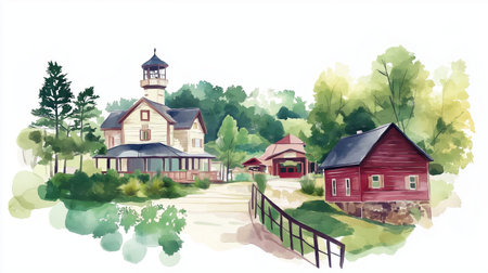 Dollywood. Dollywood hand drawn watercolor illustration on white backgroundの写真素材