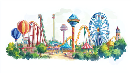 Hersheypark. Hersheypark hand drawn watercolor illustration on white backgroundの写真素材