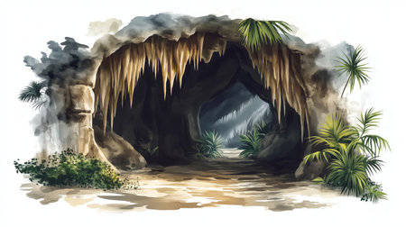 Harrison's Cave. Harrison's Cave hand drawn watercolor illustration on white backgroundの写真素材