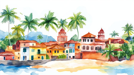 San Juan. San Juan hand drawn watercolor illustration on white backgroundの写真素材