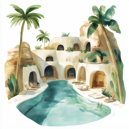The Baths in Virgin Gorda. The Baths in Virgin Gorda hand drawn watercolor illustration on white backgroundの写真素材