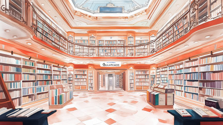 El Ateneo Grand Splendid. El Ateneo Grand Splendid hand drawn watercolor illustration on white backgroundの写真素材