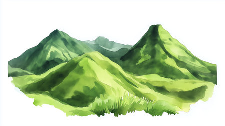 Kanuku Mountains. Kanuku Mountains hand drawn watercolor illustration on white backgroundの写真素材