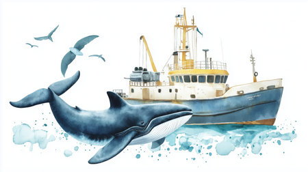 Puerto Madryn. Puerto Madryn hand drawn watercolor illustration on white backgroundの写真素材