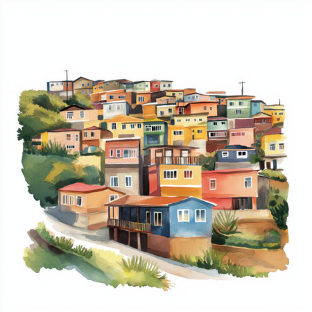 Valparaiso. Valparaiso hand drawn watercolor illustration on white backgroundの写真素材