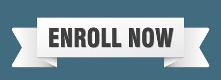 enroll now ribbon. enroll now ribbon isolated on transparent backgroundのイラスト素材