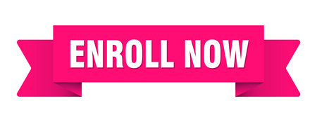 enroll now ribbon. enroll now ribbon isolated on transparent backgroundのイラスト素材