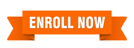 enroll now ribbon. enroll now ribbon isolated on transparent backgroundのイラスト素材