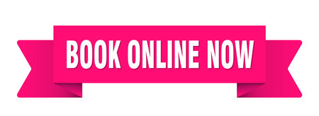 book online now ribbon. book online now ribbon isolated on transparent backgroundのイラスト素材