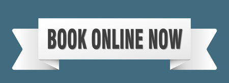 book online now ribbon. book online now ribbon isolated on transparent backgroundのイラスト素材