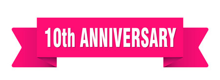 10th anniversary ribbon. 10th anniversary ribbon isolated on transparent backgroundのイラスト素材