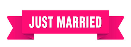just married ribbon. just married ribbon isolated on transparent backgroundのイラスト素材