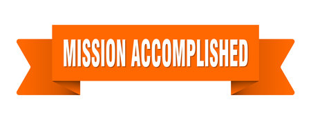 mission accomplished ribbon. mission accomplished ribbon isolated on transparent backgroundのイラスト素材