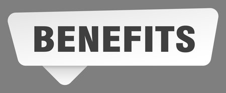 benefits white sticker isolated on gray background. benefits signのイラスト素材