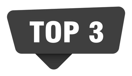top 3 stickers. top 3 black sign isolated on transpatent background
