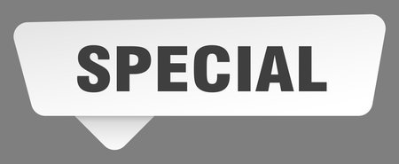 special white sticker isolated on gray background. special sign